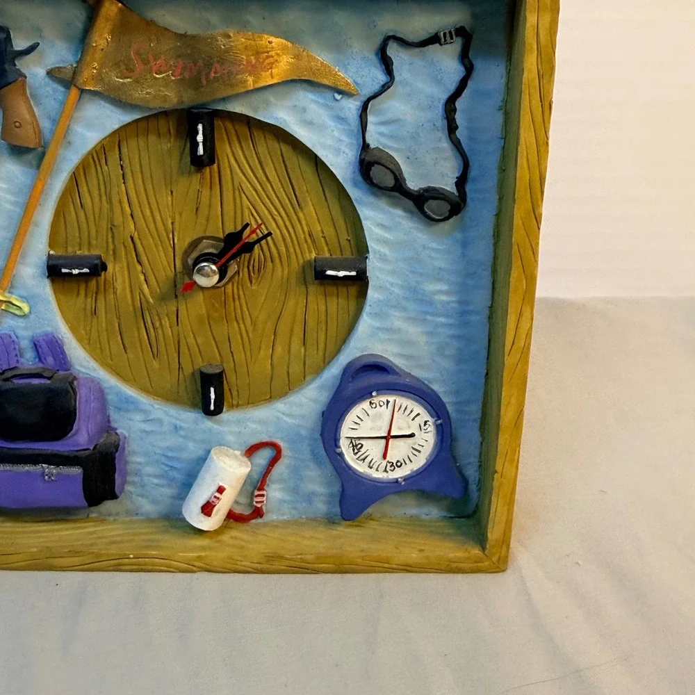 Vintage Swimming Theme 3D Resin Shadow Box Desk Clock Swim Coach Gift Decor